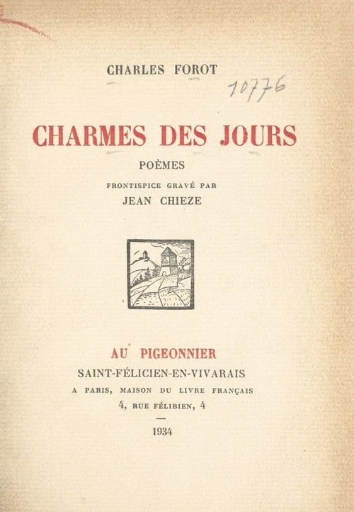 Couverture ebook de Charmes des jours, de Charles Forot