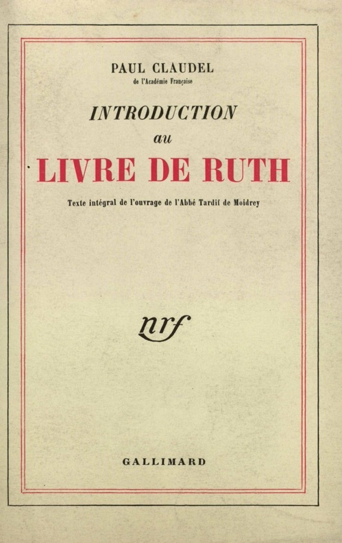 ebook cover of Introduction au Livre de Ruth, by Paul Claudel