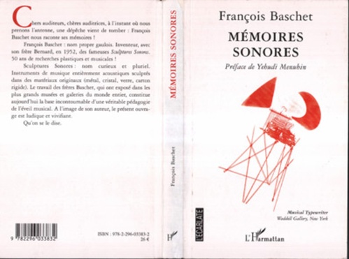 Couverture ebook de Mémoires sonores, de François Baschet