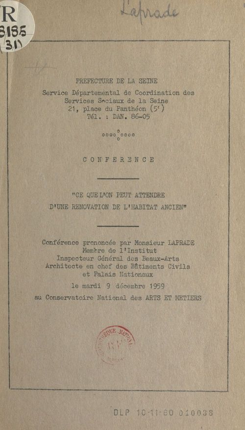 Couverture ebook de Ce que l'on peut attendre d'une rénovation de l'habitat ancien, de Albert Laprade