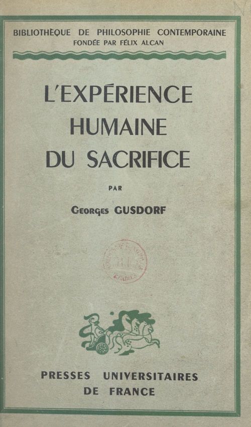 ebook cover of L'expérience humaine du sacrifice, by Georges Gusdorf