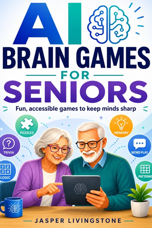 Couverture ebook de AI Brain Games For Seniors, de Jasper Livingstone