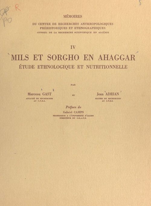 ebook cover of Mils et sorgho en Ahaggar, by Jean Adrian, Marceau Gast