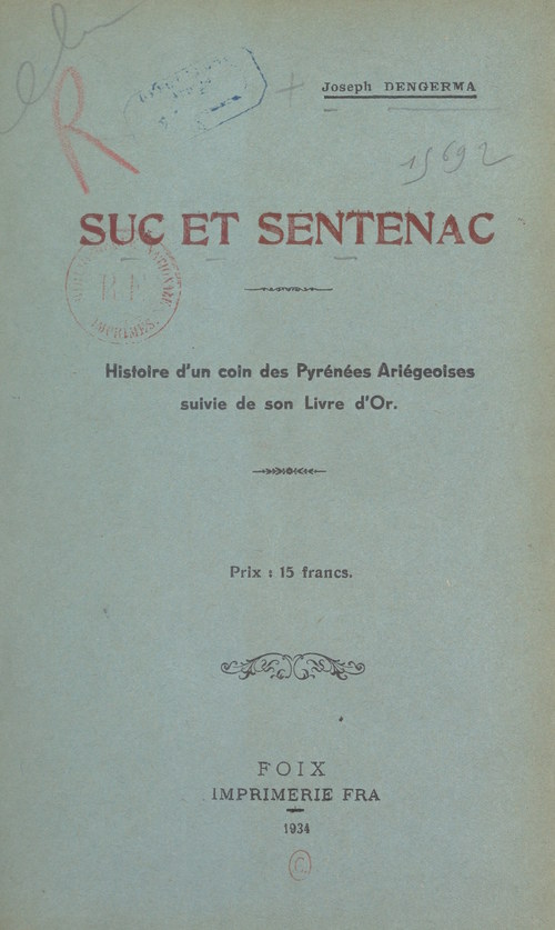 Couverture ebook de Suc et Sentenac, de Joseph Dengerma