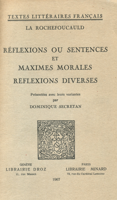 ebook cover of Réflexions ou Sentences et Maximes morales, by Francois De La Rochefoucauld