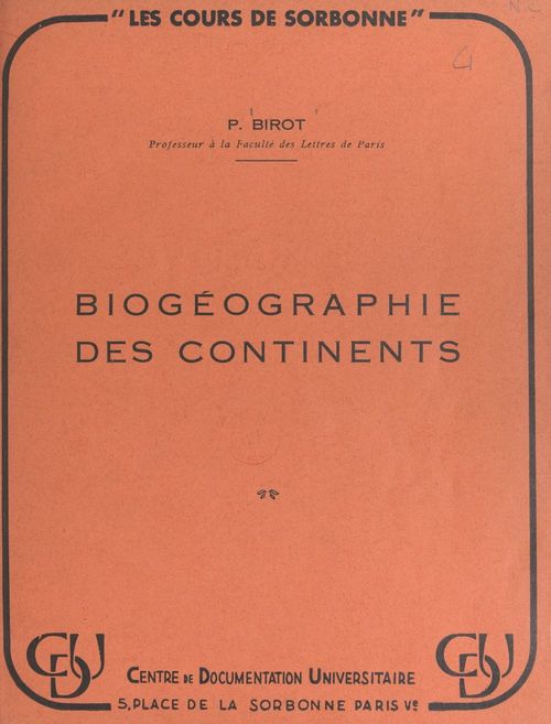 ebook cover of Biogéographie des continents, by Pierre Birot