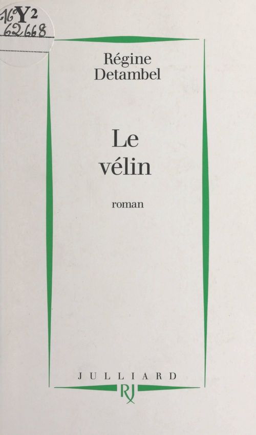 ebook cover of Le vélin, by Régine Detambel