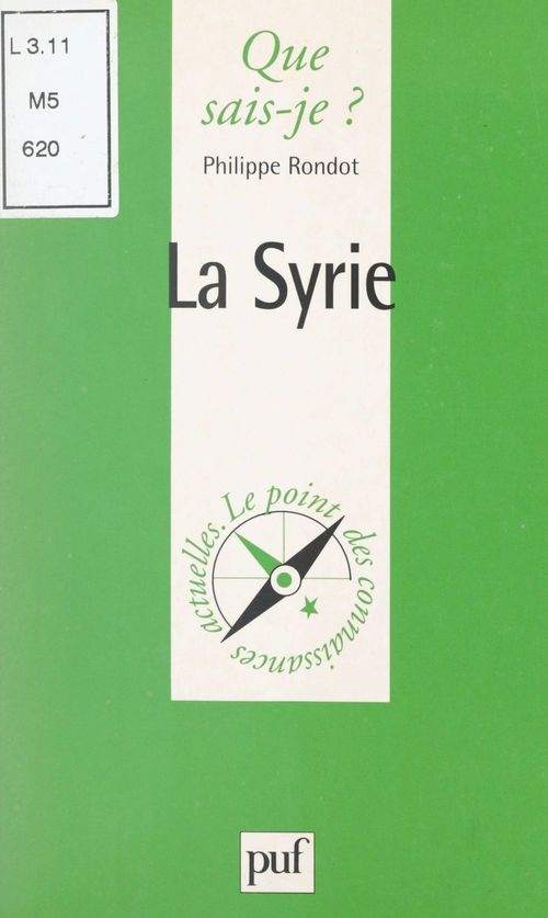 Couverture ebook de La Syrie, de Philippe Rondot
