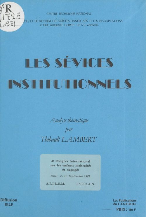 ebook cover of Les sévices institutionnels : analyse thématique, by Thierry Lambert