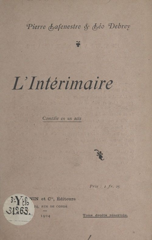 Couverture ebook de L'intérimaire, de Leo Debrey, Pierre Lafenestre