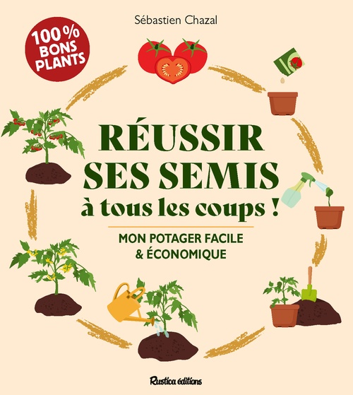 Couverture ebook de Réussir ses semis à tous les coups, de Sébastien Chazal