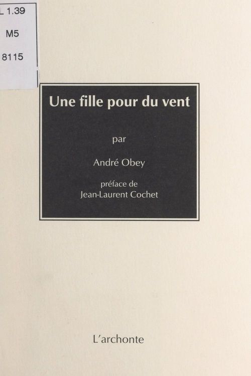 Couverture ebook de Une fille pour du vent, de André Obey