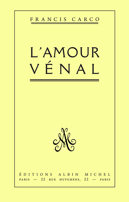 ebook cover of L'Amour vénal, by Francis Carco