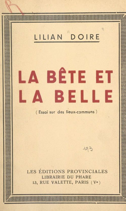 ebook cover of La bête et la belle, by Lilian Doire