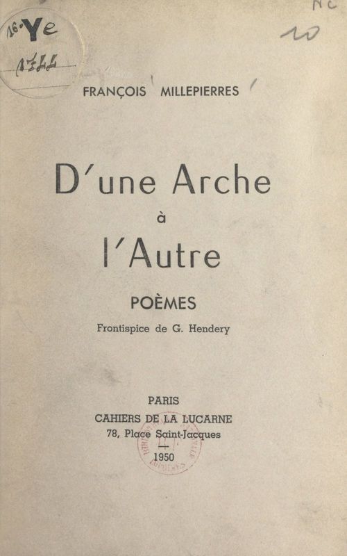 ebook cover of D'une arche à l'autre, by Francois Millepierres