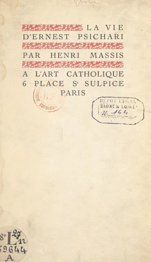 Couverture ebook de La vie d'Ernest Psichari, de Henri Massis