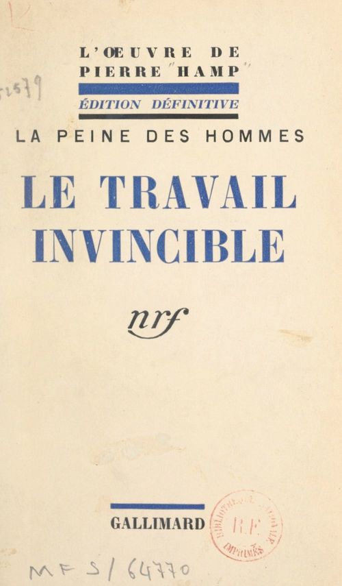 ebook cover of Le travail invincible, by Pierre Hamp