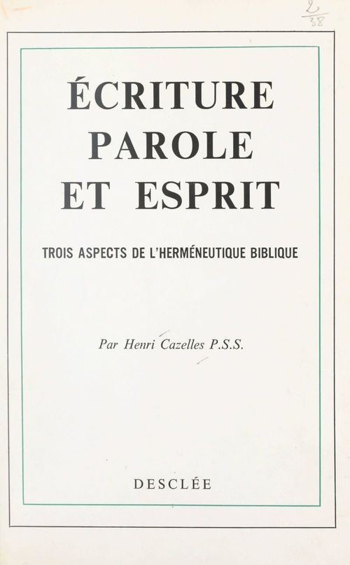 ebook cover of Écriture, Parole et Esprit, by Henri Cazelles