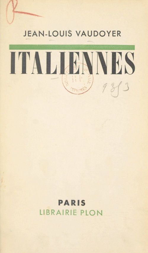 Couverture ebook de Italiennes, de Jean-Louis Vaudoyer