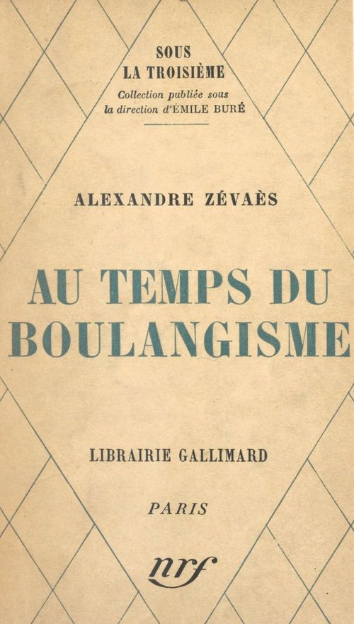 Couverture ebook de Au temps du Boulangisme, de Alexandre Zevaes