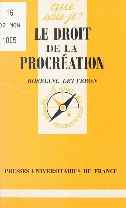 Couverture ebook de Le droit de la procréation, de Roseline Letteron