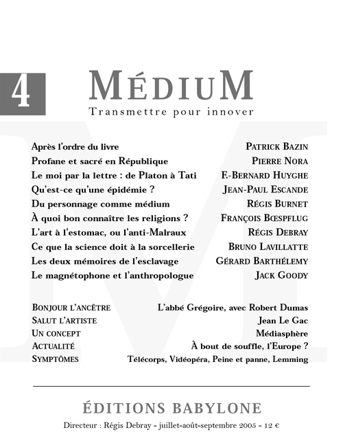 Couverture ebook de Médium n°4, juillet-septembre 2005, de Collectif