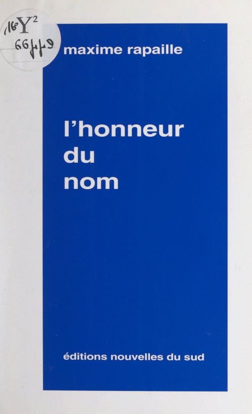 Couverture ebook de L'honneur du nom, de Maxime Rapaille
