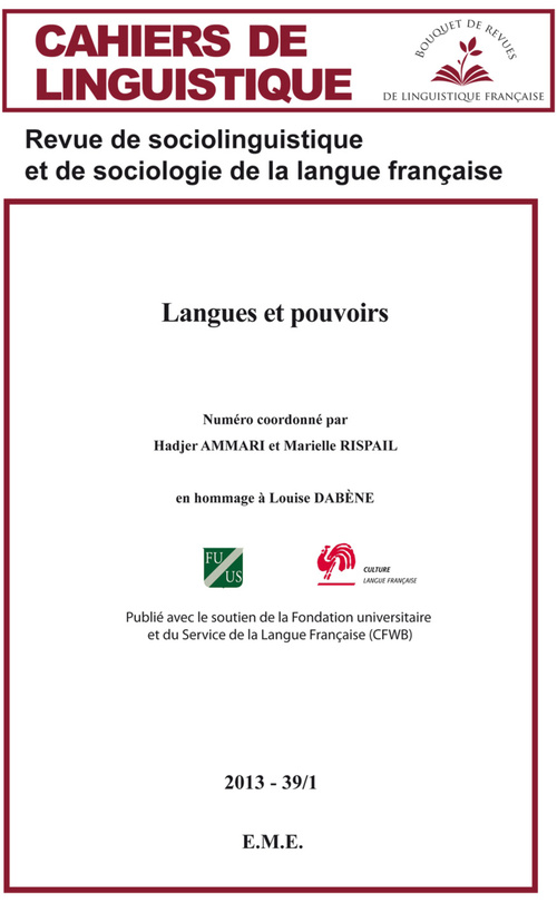 Couverture ebook de Langues et pouvoirs, de Cahiers De Linguistique