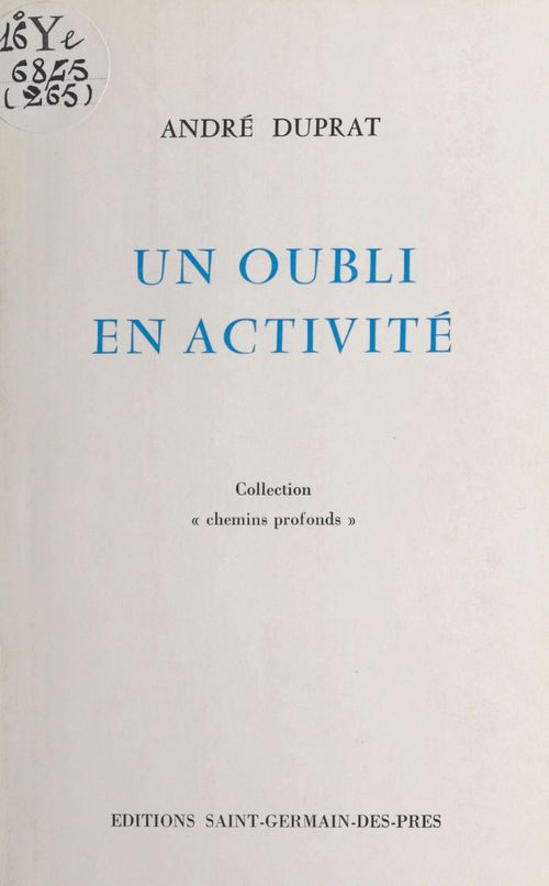 Couverture ebook de Un oubli en activité, de Andre Duprat