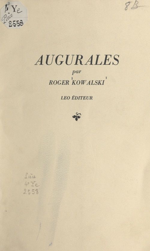 Couverture ebook de Augurales, de Roger Kowalski