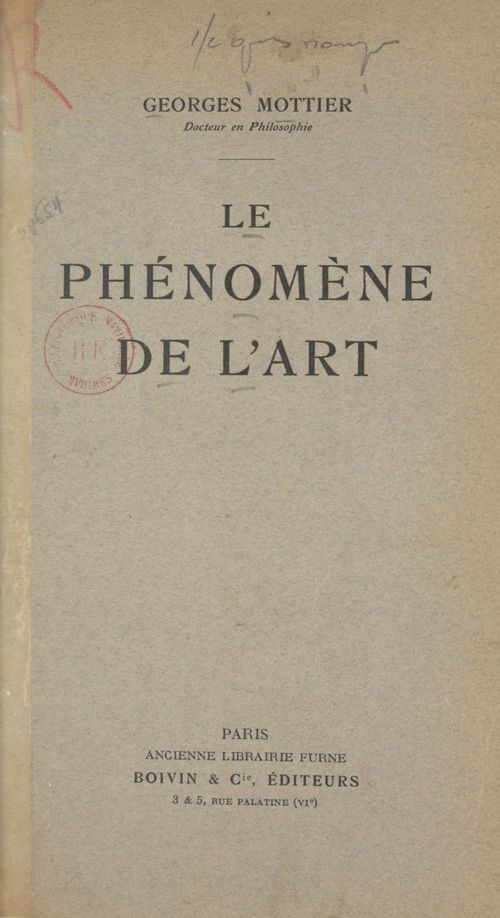 Couverture ebook de Le phénomène de l'art, de Georges Mottier