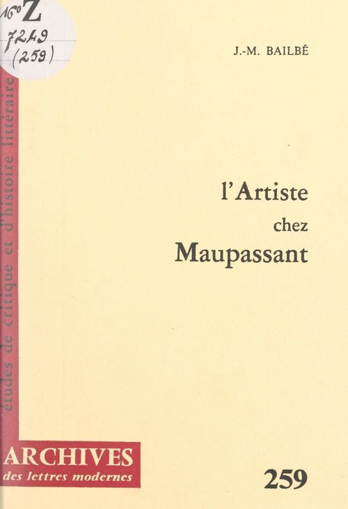 ebook cover of L'artiste chez Maupassant, by Joseph-Marc Bailbe