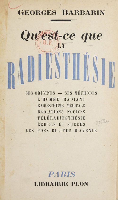 ebook cover of Qu'est-ce que la radiesthésie ?, by Georges Barbarin