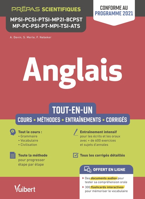 Couverture ebook de Anglais : Conforme au nouveau programme 2021 - Prépas scientifiques, de Antoine Devin, Franck Nebeker, Sandrine Merle