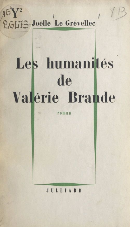 ebook cover of Les humanités de Valérie Brande, by Joelle Le Grevellec