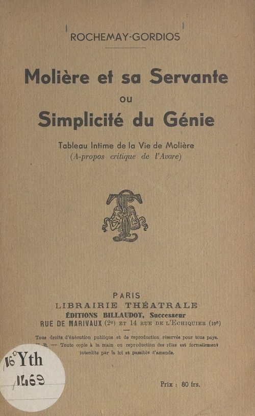 ebook cover of Molière et sa servante ou Simplicité du génie, by Rochemay-Gordios