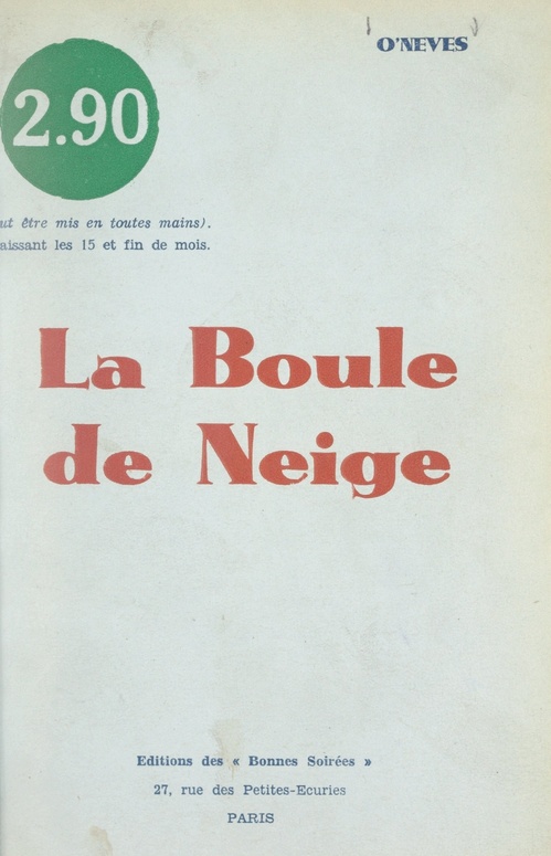 Couverture ebook de La boule de neige, de O'Neves