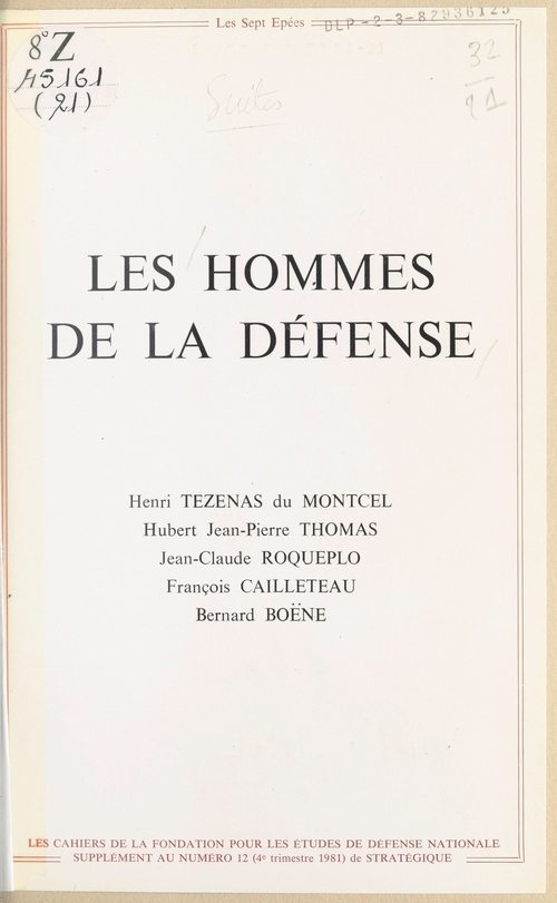 ebook cover of Les Hommes de la défense, by Henri Tezenas Du Montcel, Hubert Jean-Pierre Thomas, Jean-Claude Roqueplo