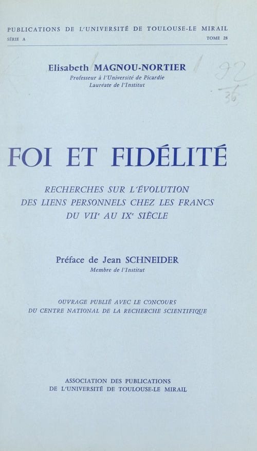 Couverture ebook de Foi et fidélité, de Élisabeth Magnou-Nortier