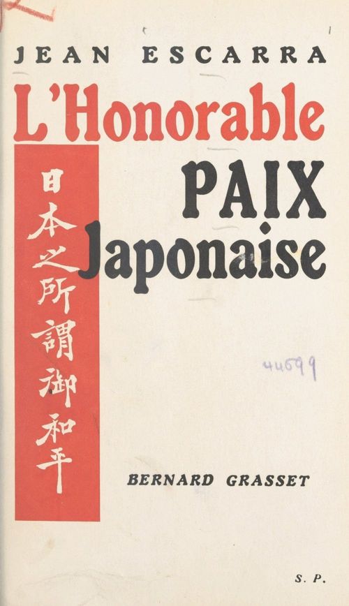 Couverture ebook de L'honorable paix japonaise, de Jean Escarra