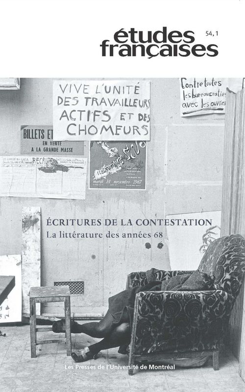 Couverture ebook de Études françaises. Volume 54, numéro 1, 2018, de Catherine Brun, Boris Gobille, Jean-François Hamel, Irais Landry, Julien Lefort-favreau, Patrick Marcolini,  Thomas