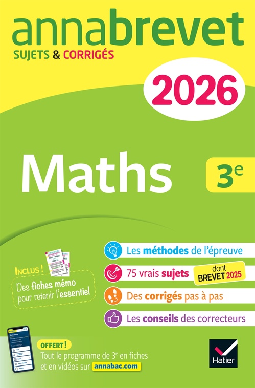 Couverture ebook de Annales du brevet 2026 - Annabrevet Maths 3e - Nouveau brevet, de Jérôme Boudier, Emmanuelle Michaud, Bernard Demeillers