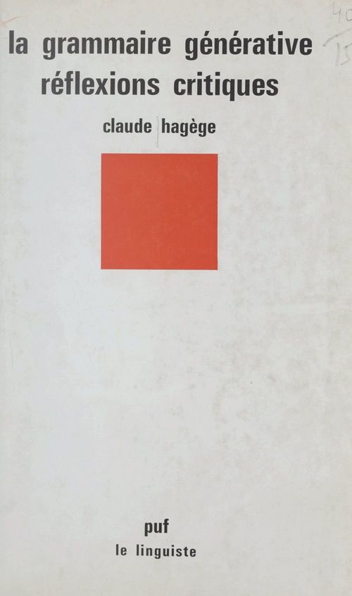 ebook cover of La grammaire générative, by Claude Hagège