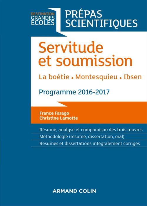 ebook cover of Servitude et Soumission - Prépas scientifiques 2016-2017, by France Farago, Christine Lamotte