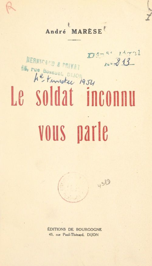 Couverture ebook de Le soldat inconnu vous parle, de Andre Marese