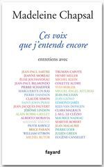 ebook cover of Ces voix que j'entends encore, by Madeleine Chapsal