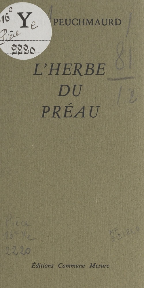 Couverture ebook de L'herbe du préau, de Pierre Peuchmaurd