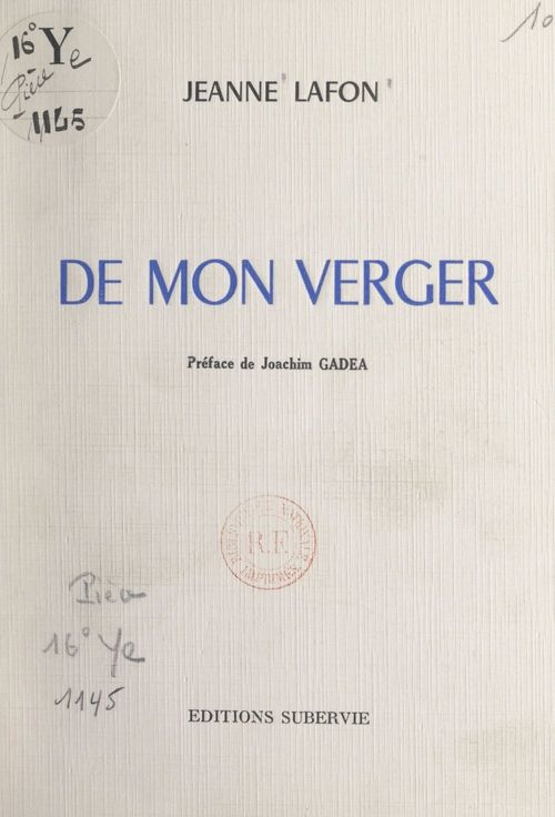 ebook cover of De mon verger, by Jeanne Lafon