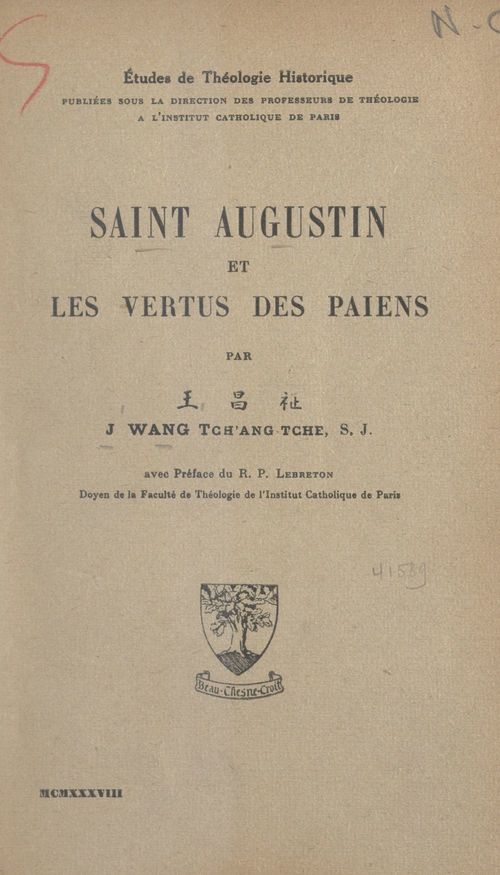 Couverture ebook de Saint Augustin et les vertus des Païens, de J. Wang Tch'Ang-Tche