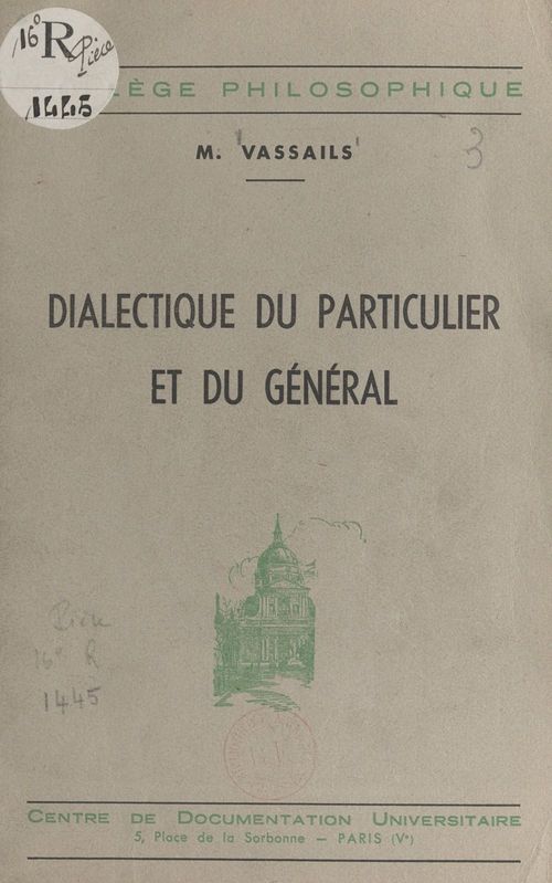 Couverture ebook de Dialectique du particulier et du général, de Gerard Vassails